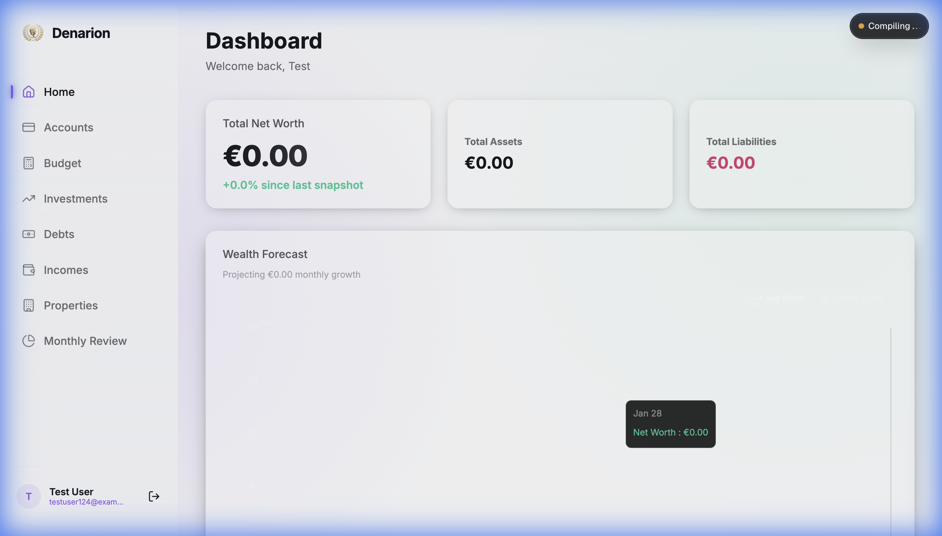 Denareon Dashboard - Net Worth Tracking